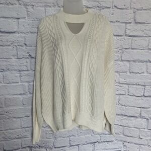 Steve Madden Women 2XL Cable‎ Knit Ivory Sweater NWT MSRP $69